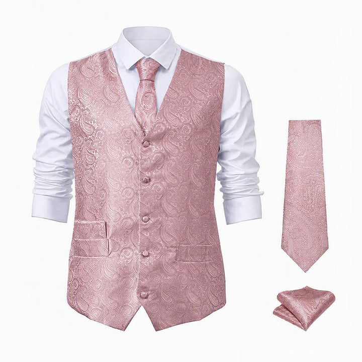 Herren-Weste mit Paisley-Jacquardmuster, 3-teiliges Anzugset - image 23