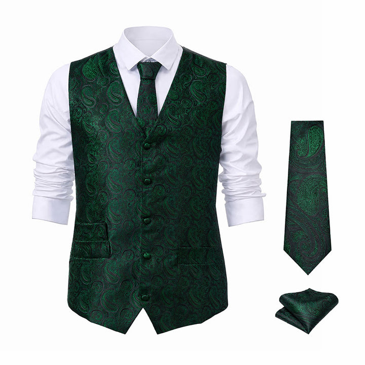 Herren-Weste mit Paisley-Jacquardmuster, 3-teiliges Anzugset - image 21