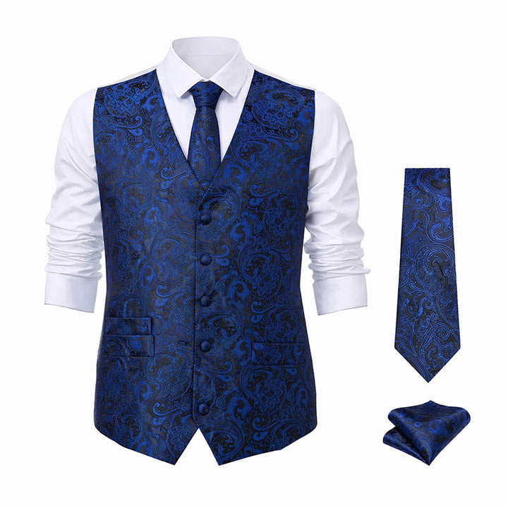 Herren-Weste mit Paisley-Jacquardmuster, 3-teiliges Anzugset - image 20