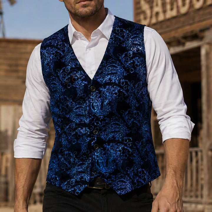 Luxuriöse Herren-Anzugweste im Vintage-Barock-Stil für Partys und Clubs - Blau - 2XL - image 5