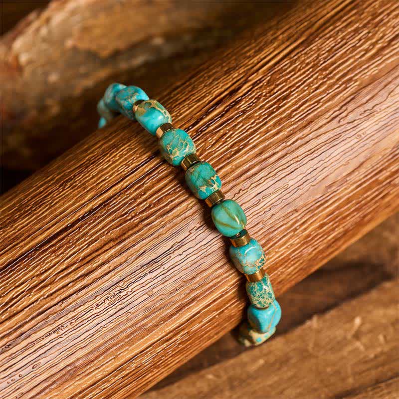 Boho-Armband mit türkisfarbenen Perlen und verstellbarem geflochtenem Band - image 1