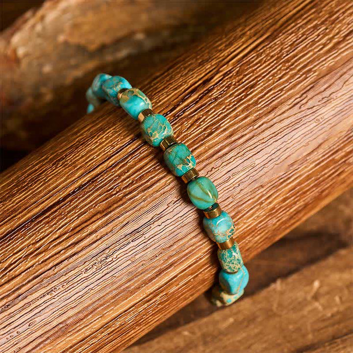 Boho-Armband mit türkisfarbenen Perlen und verstellbarem geflochtenem Band - image 1