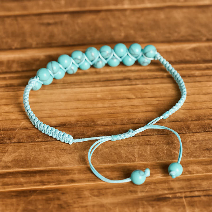 Heilendes, zweireihiges Makramee-Armband mit türkisfarbenen Perlen - image 3