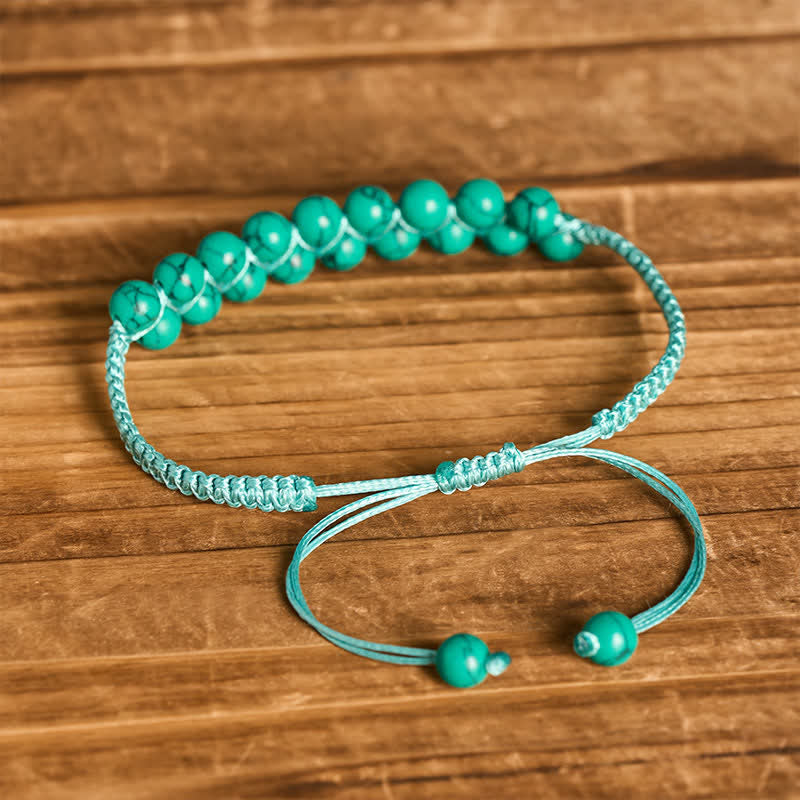 Heilendes, zweireihiges Makramee-Armband mit türkisfarbenen Perlen - image 11