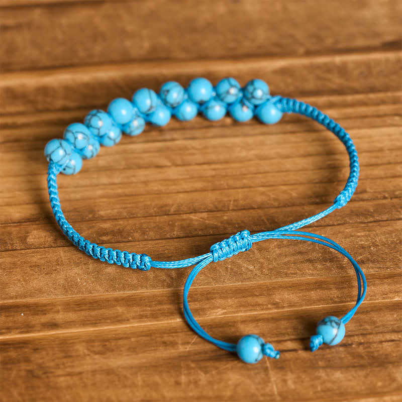 Heilendes, zweireihiges Makramee-Armband mit türkisfarbenen Perlen - image 7