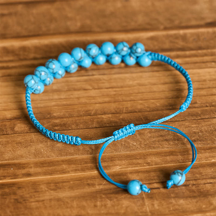 Heilendes, zweireihiges Makramee-Armband mit türkisfarbenen Perlen - image 7