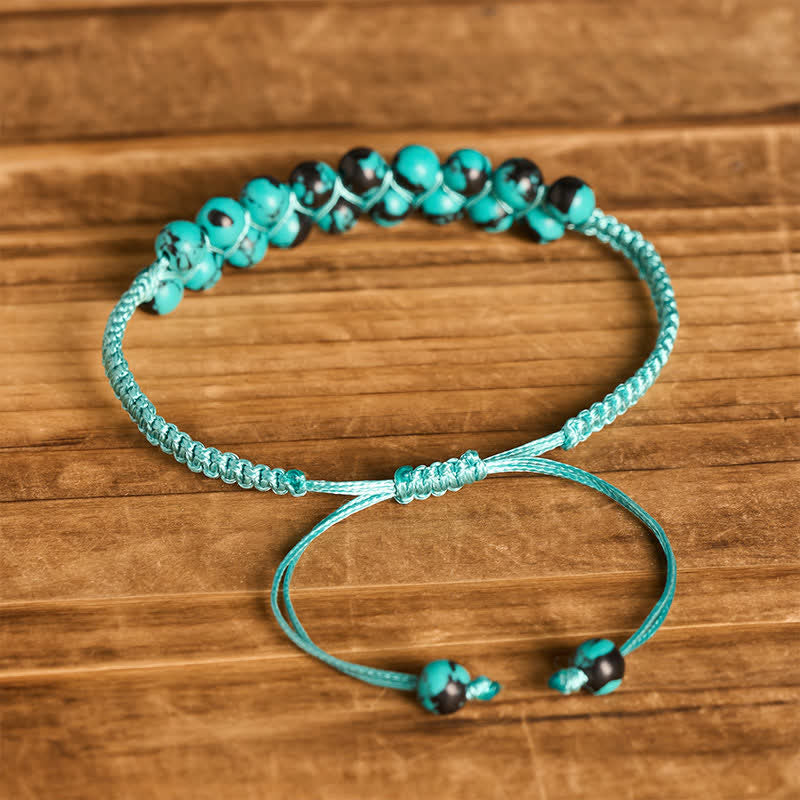 Heilendes, zweireihiges Makramee-Armband mit türkisfarbenen Perlen - image 15