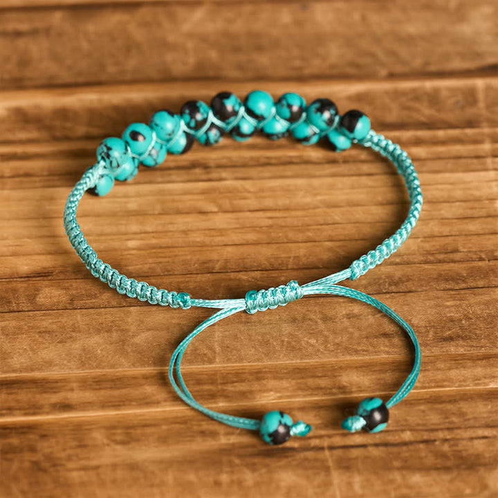 Heilendes, zweireihiges Makramee-Armband mit türkisfarbenen Perlen - image 15