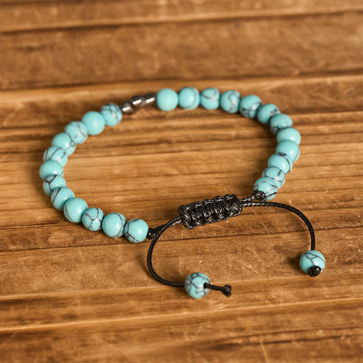 Armband mit türkisfarbenen Perlen und verstellbarem Anhänger mit Glaubenskreuz - image 3