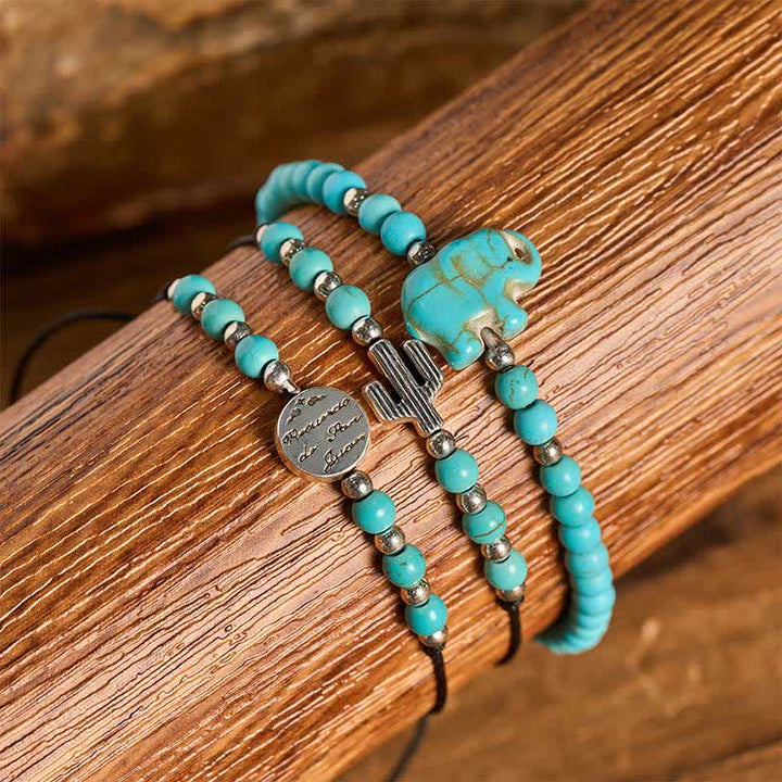 3-teiliges Armbandset mit westlichem Kaktus-Türkis für mehr Selbstvertrauen - image 1