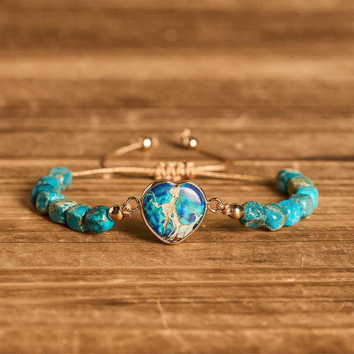 Boho Soul Heart Armband aus natürlichem Kaiserstein - Blau - image 8
