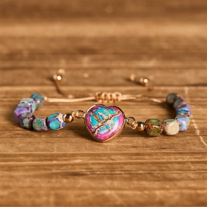 Boho Soul Heart Armband aus natürlichem Kaiserstein - Lila - image 4
