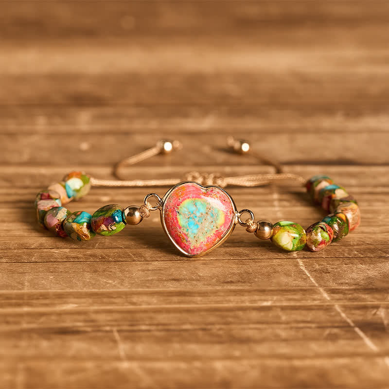 Boho Soul Heart Armband aus natürlichem Kaiserstein - Orange - image 0