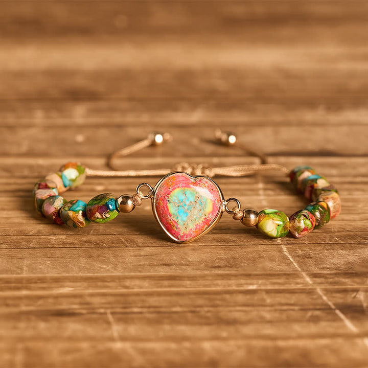 Boho Soul Heart Armband aus natürlichem Kaiserstein - Orange - image 0