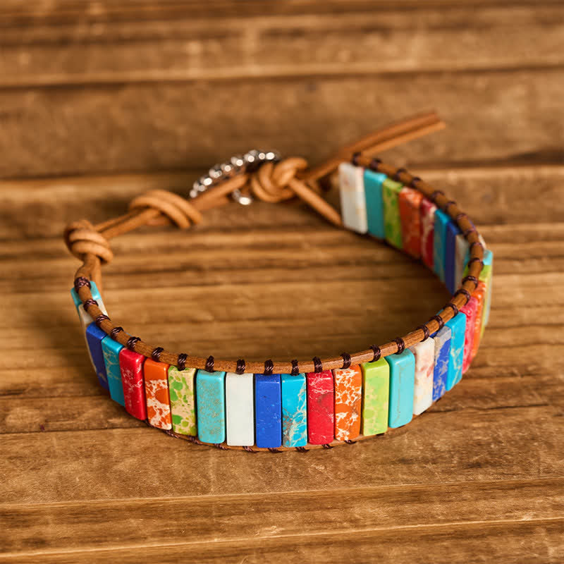 Sonnenblumenknopf Türkis-Tube Heillederarmband - image 3