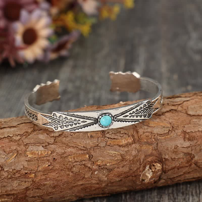 Vintage Boho Tribal Desert Arrow Türkis Offenes Armband - Silber - image 0