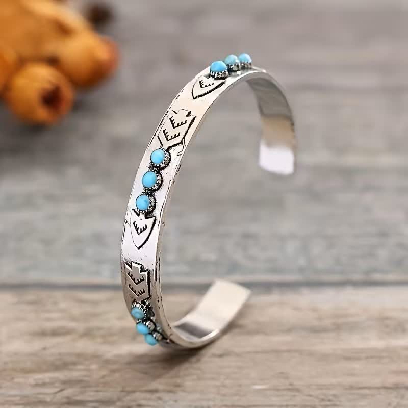 Sky Dots Türkis Boho Silberner Pfeil Offenes Armband - image 3