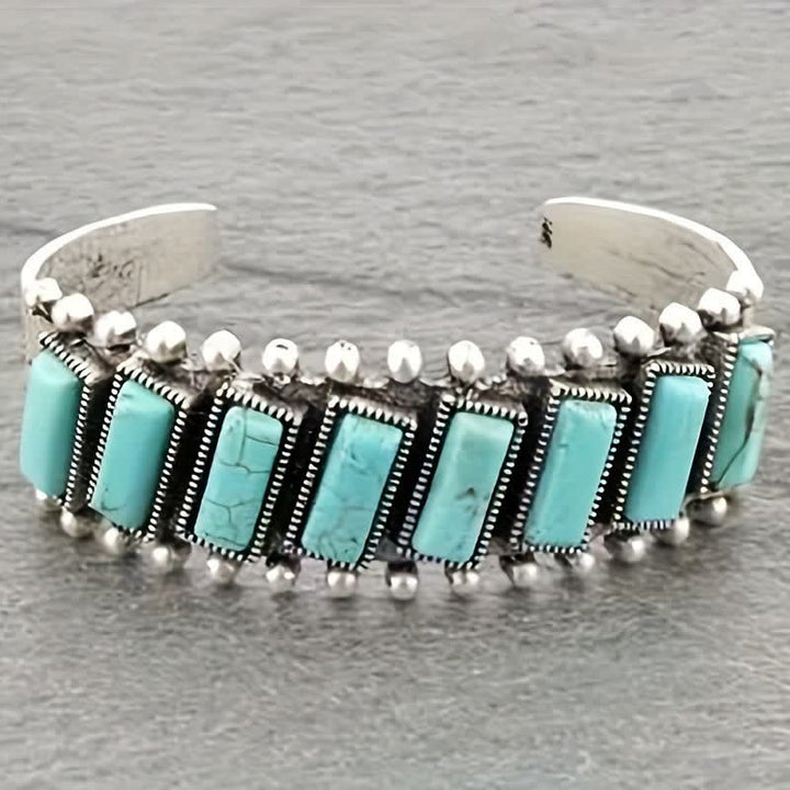 Rechteckiges offenes Armband im Western-Stil mit Türkisstein - image 4