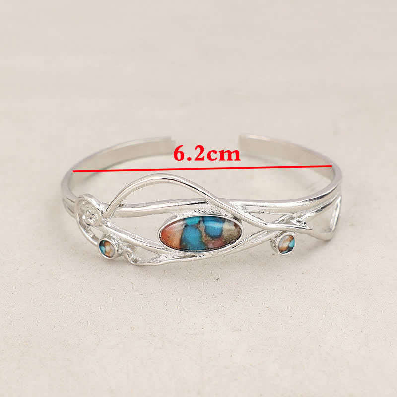 Verzaubertes Ranken-Armband mit silbernem Blattmuster, offene Manschette - image 5