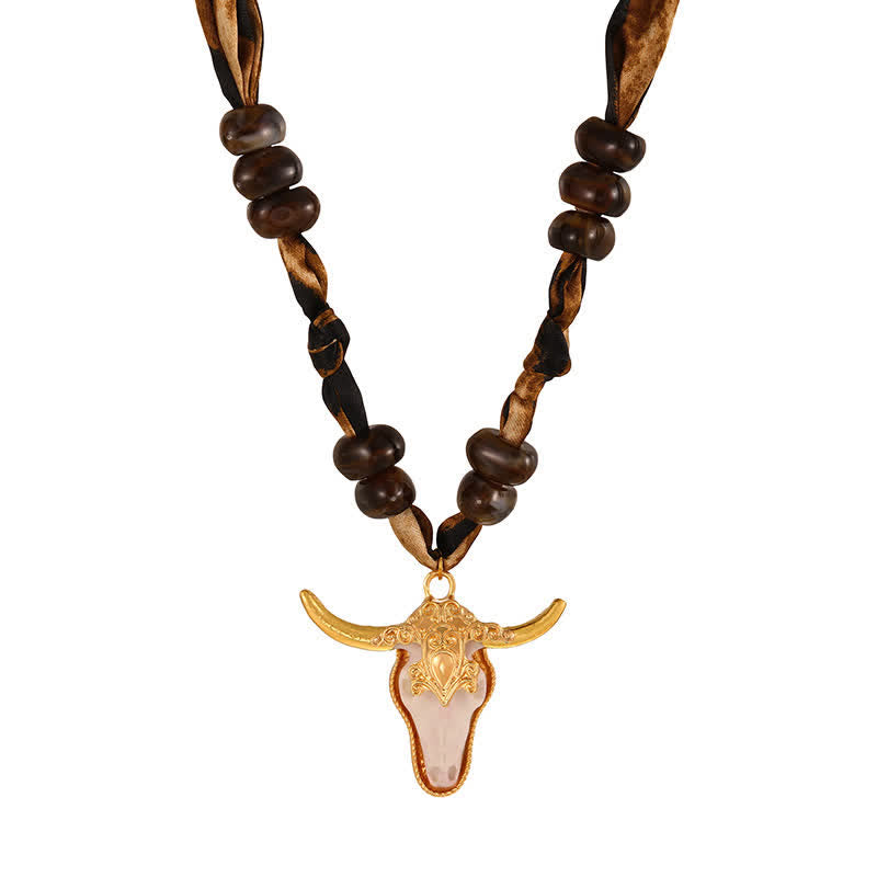 Desert Spirit Longhorn Leopard Boho Schal-Halsketten-Kollektion - Gold & Weiß - image 9
