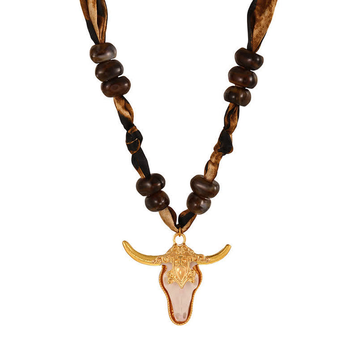 Desert Spirit Longhorn Leopard Boho Schal-Halsketten-Kollektion - Gold & Weiß - image 9