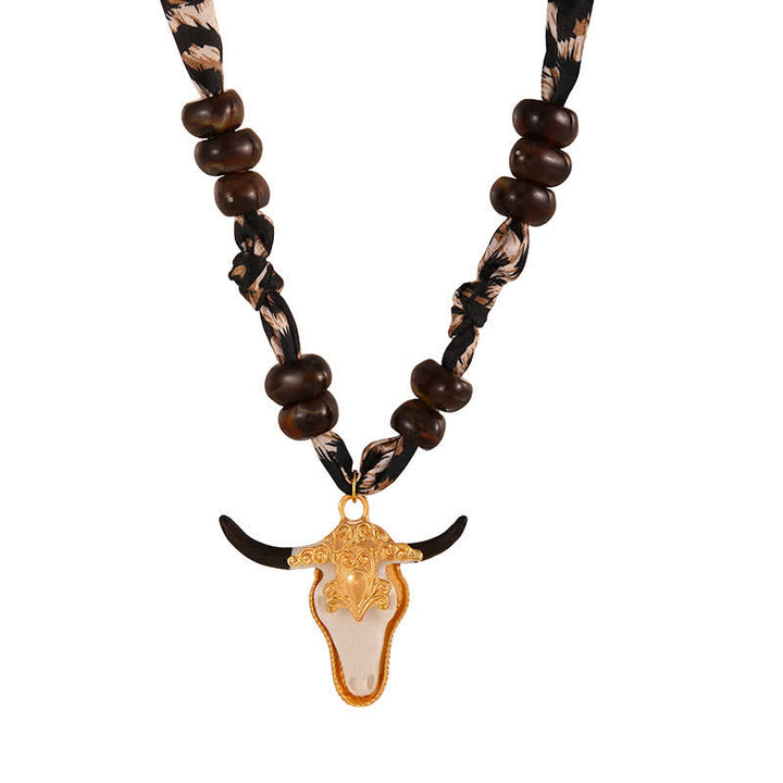 Desert Spirit Longhorn Leopard Boho Schal-Halsketten-Kollektion - Schwarzweiß - image 8