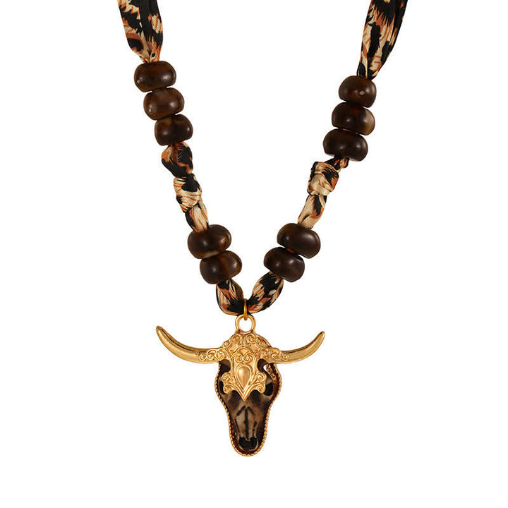 Desert Spirit Longhorn Leopard Boho Schal-Halsketten-Kollektion - Braun - image 1