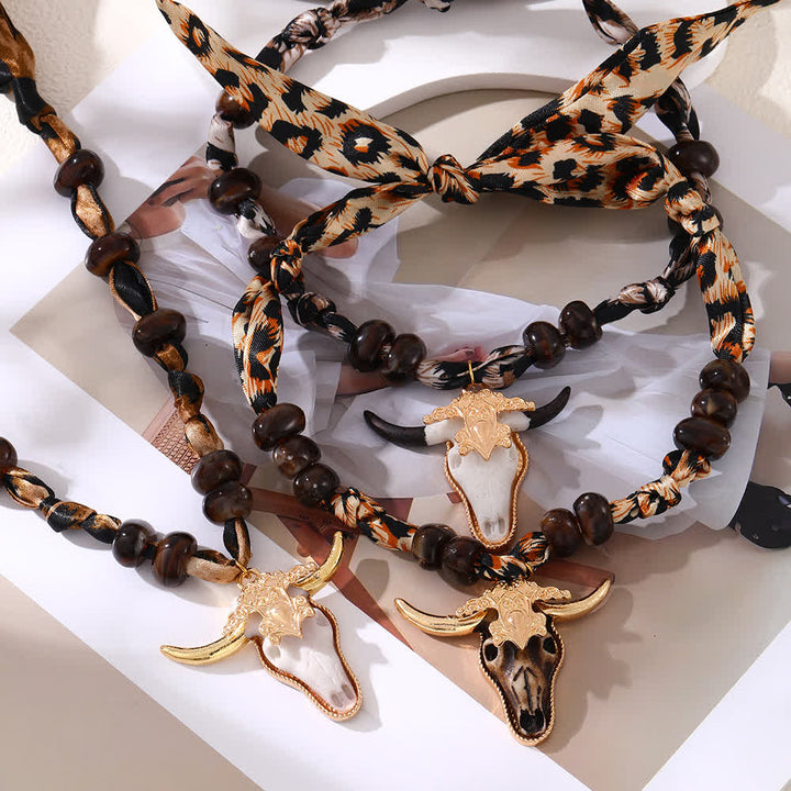 Desert Spirit Longhorn Leopard Boho Schal-Halsketten-Kollektion - image 3