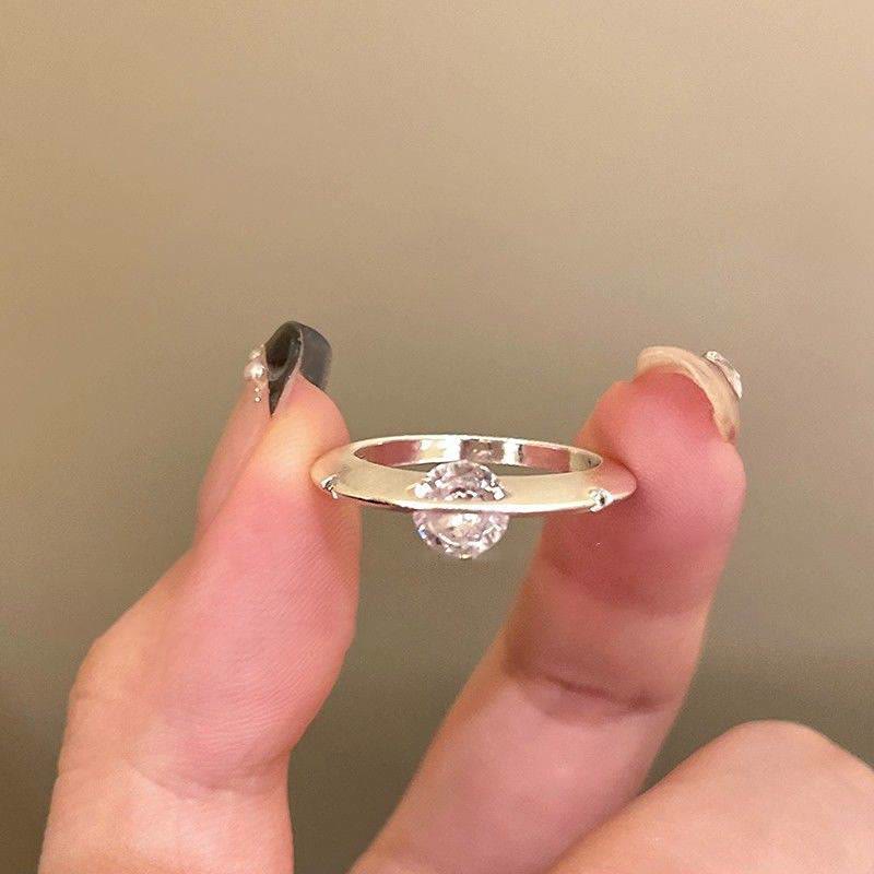 Drehbarer Planetenring, offener, verstellbarer, messingplattierter Goldring für Damen, täglich - Silber - image 2