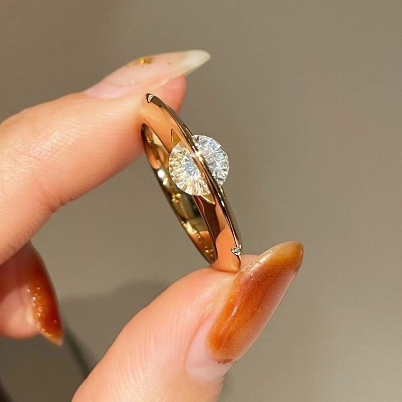 Drehbarer Planetenring, offener, verstellbarer, messingplattierter Goldring für Damen, täglich - Golden - image 1