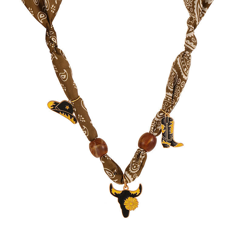 Boho Western Edition Cowboy Charms Schal-Halsketten-Kollektion - Braun - image 2