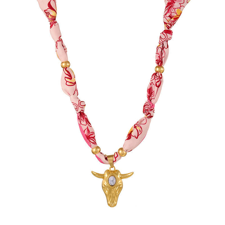Western Spirit Longhorn Bull Türkis Schal Halskette Kollektion - Rosa - image 6