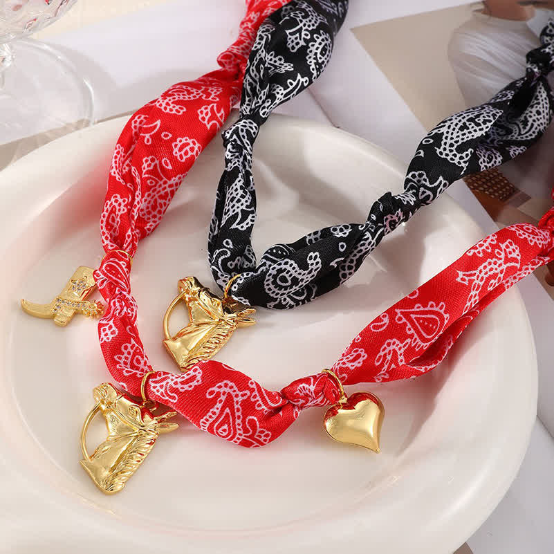 Klassische Rodeo-Pferde-Goldstiefel-Schal-Halsketten-Kollektion - image 3