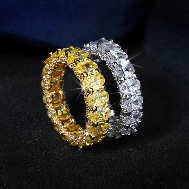 Zirkonia-Ring mit durchgehendem Band, stapelbar, mit Kristallen besetzt – perfekt für Damen und Partys - image 2