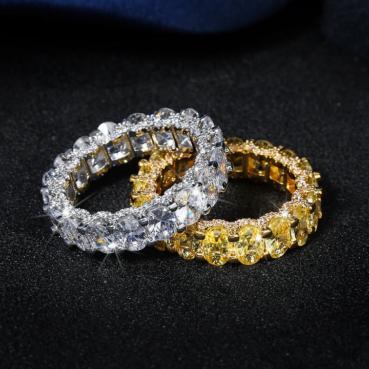 Zirkonia-Ring mit durchgehendem Band, stapelbar, mit Kristallen besetzt – perfekt für Damen und Partys - image 1
