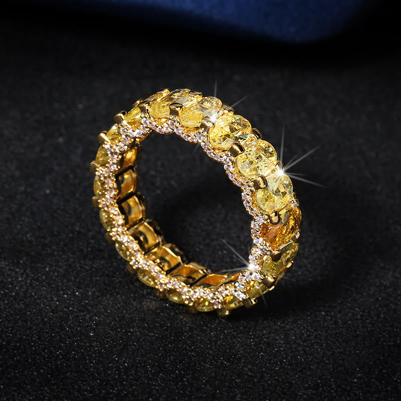 Zirkonia-Ring mit durchgehendem Band, stapelbar, mit Kristallen besetzt – perfekt für Damen und Partys - Gold - US 10 - image 5
