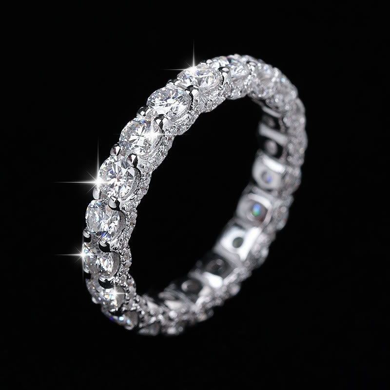 S925 Silber Moissanit-Ring, stapelbarer Ehering für Damen - Stil Nr. 1 - US 9 - image 0