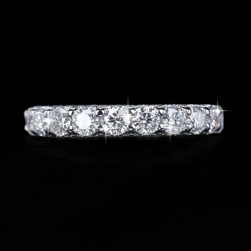 S925 Silber Moissanit-Ring, stapelbarer Ehering für Damen - image 2