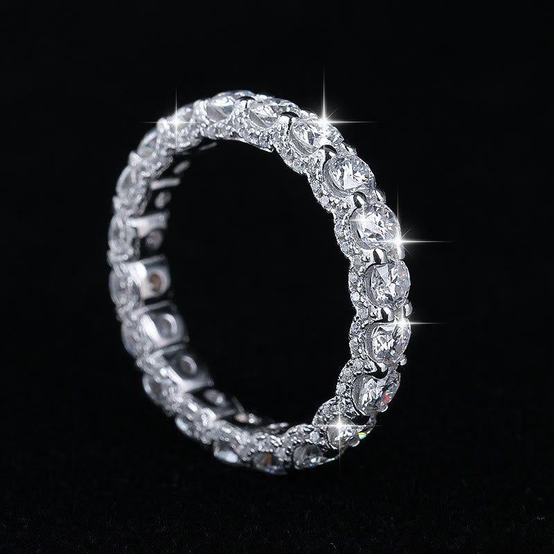 S925 Silber Moissanit-Ring, stapelbarer Ehering für Damen - image 1