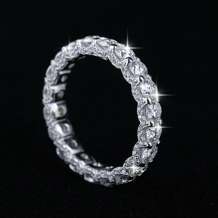 S925 Silber Moissanit-Ring, stapelbarer Ehering für Damen - image 1