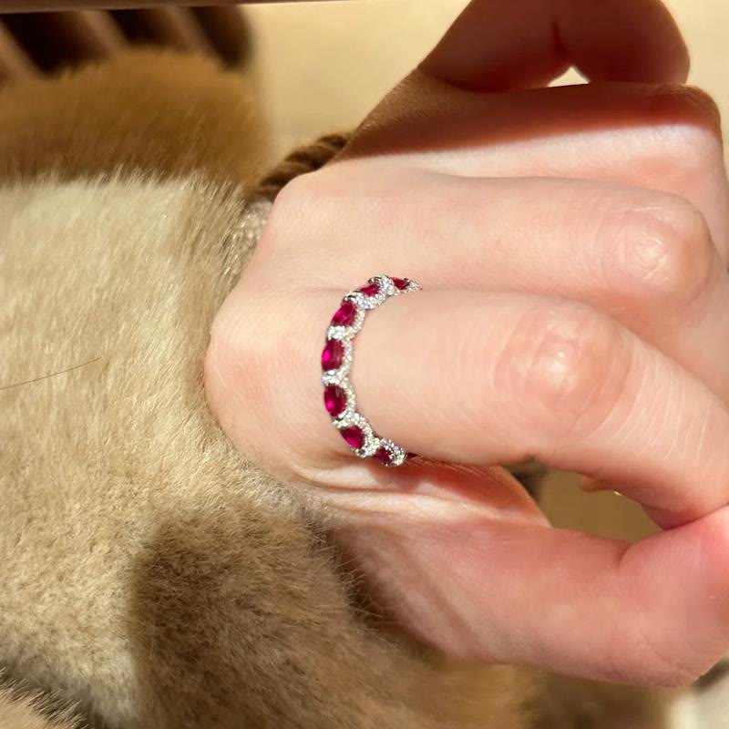 Vintage-Eternity-Ring mit farbigem Edelstein, Pavé-Zirkonia, stapelbar, für Damen - image 2