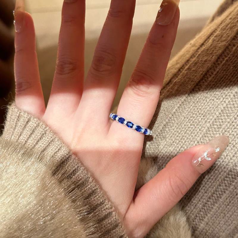 Vintage-Eternity-Ring mit farbigem Edelstein, Pavé-Zirkonia, stapelbar, für Damen - image 5