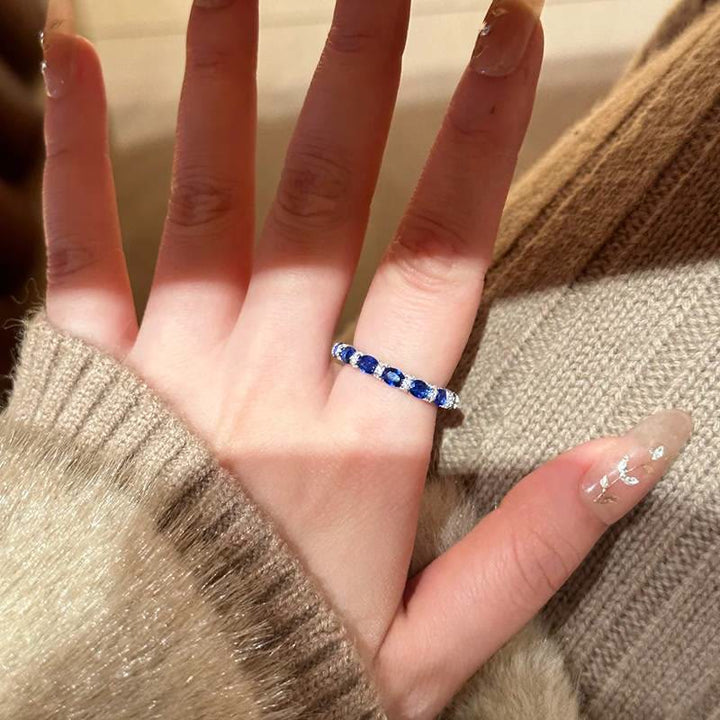 Vintage-Eternity-Ring mit farbigem Edelstein, Pavé-Zirkonia, stapelbar, für Damen - image 5