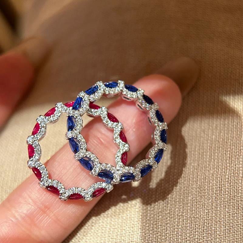 Vintage-Eternity-Ring mit farbigem Edelstein, Pavé-Zirkonia, stapelbar, für Damen - image 0