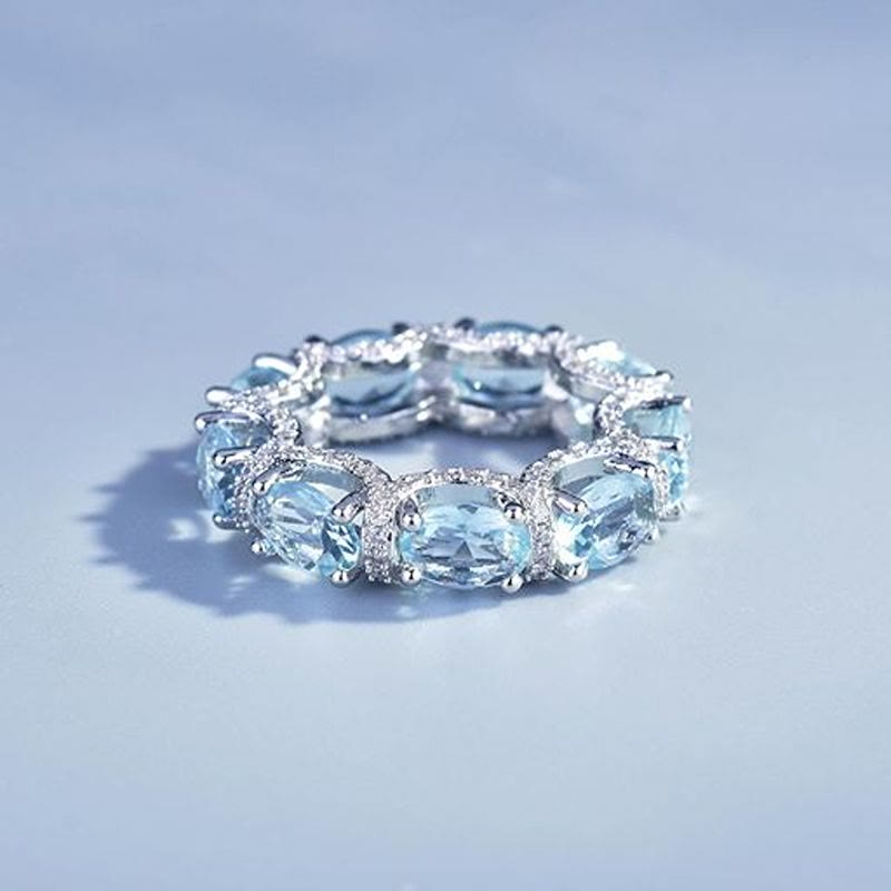 Hellblauer Kristall-Ewigkeitsring mit Pavé-Zirkonia, Stapelring für Damen - image 1