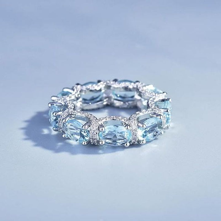 Hellblauer Kristall-Ewigkeitsring mit Pavé-Zirkonia, Stapelring für Damen - image 1