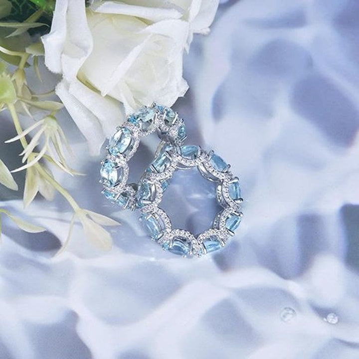 Hellblauer Kristall-Ewigkeitsring mit Pavé-Zirkonia, Stapelring für Damen - image 6