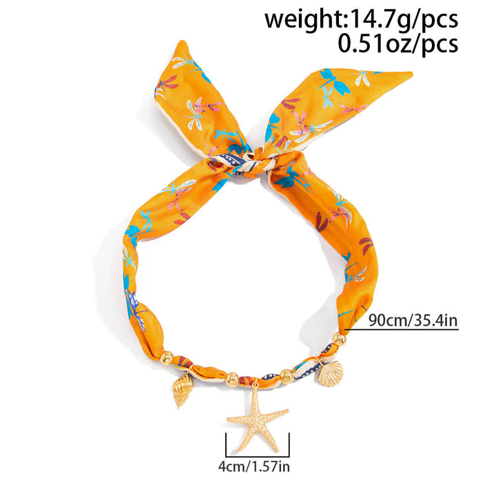 Halskette mit orangefarbenem Seestern-Muschel-Anhänger und Libellenmotiv - image 2