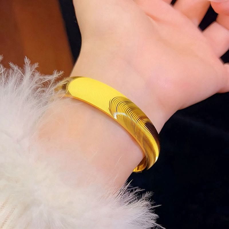 Breites, geschlossenes Katzenaugen-Armband, Vintage-Armband aus poliertem Material für Damen - image 8