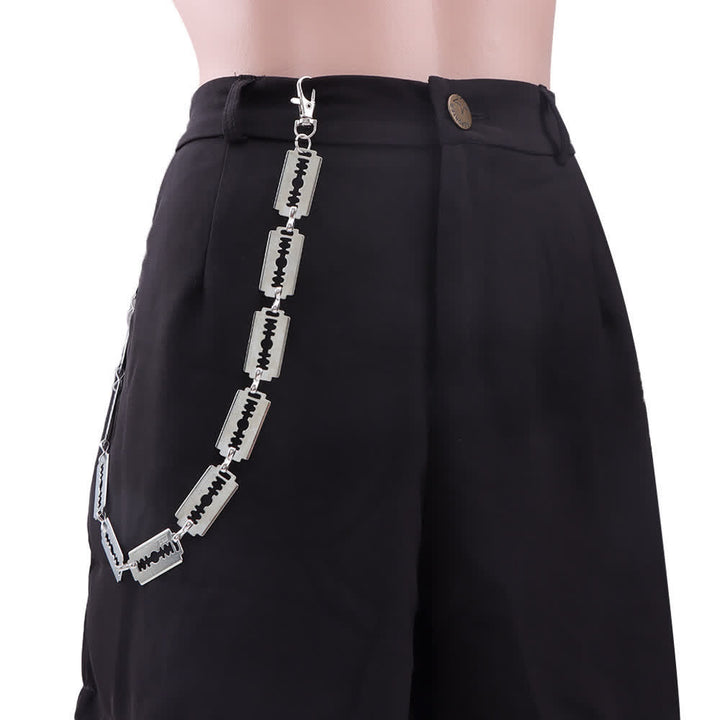 Hip-Hop-Streetwear-Hose mit silberner Punk-Rasierklingenkette - image 2